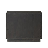 Featuring Adolfo Modern Black Ash Nightstand by Four Hands at Amethyst Home. Beautifully minimalist. A three-drawer dresser made from black-finished ash  features long, linear bronzed hardware for a smooth, clean look.Overall Dimensions: 32.00"w x 20.50"d x 26.25"hWeight : 114.64 lbsMaterials: Ash Veneer, Solid Ash. Amethyst Home provides interior design, new home construction design consulting, vintage area rugs, and lighting in the Tampa metro area.