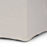 Featuring Ainsworth Broadway Snow Slipcover Dining Bench by Four Hands at Amethyst Home. A sculptural shape with clean lines and oversized dome-shaped arms. Tight construction allows a fully removable, machine-washable slipcover to drape over the entire piece. Slipcover is handmade from a natural, resilient white 100% flax/linen blend; attaches to the fra. Amethyst Home provides interior design, new home construction design consulting, vintage area rugs, and lighting in the Kansas City metro area.