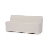 Featuring Ainsworth Broadway Snow Slipcover Dining Bench by Four Hands at Amethyst Home. A sculptural shape with clean lines and oversized dome-shaped arms. Tight construction allows a fully removable, machine-washable slipcover to drape over the entire piece. Slipcover is handmade from a natural, resilient white 100% flax/linen blend; attaches to the frame wit. Amethyst Home provides interior design, new home construction design consulting, vintage area rugs, and lighting in the Miami metro area.