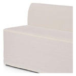 Featuring Ainsworth Broadway Snow Slipcover Dining Bench by Four Hands at Amethyst Home. A sculptural shape with clean lines and oversized dome-shaped arms. Tight construction allows a fully removable, machine-washable slipcover to drape over the entire piece. Slipcover is handmade from a natural, resilient white 100% flax/linen blend; attaches to the frame . Amethyst Home provides interior design, new home construction design consulting, vintage area rugs, and lighting in the Monterey metro area.
