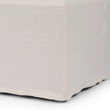 Featuring Ainsworth Broadway Snow Slipcover Dining Bench by Four Hands at Amethyst Home. A sculptural shape with clean lines and oversized dome-shaped arms. Tight construction allows a fully removable, machine-washable slipcover to drape over the entire piece. Slipcover is handmade from a natural, resilient white 100% flax/linen blend; attaches to the frame. Amethyst Home provides interior design, new home construction design consulting, vintage area rugs, and lighting in the Nashville metro area.
