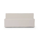 Featuring Ainsworth Broadway Snow Slipcover Dining Bench by Four Hands at Amethyst Home. A sculptural shape with clean lines and oversized dome-shaped arms. Tight construction allows a fully removable, machine-washable slipcover to drape over the entire piece. Slipcover is handmade from a natural, resilient white 100% flax/linen blend; attaches to the frame wit. Amethyst Home provides interior design, new home construction design consulting, vintage area rugs, and lighting in the Omaha metro area.