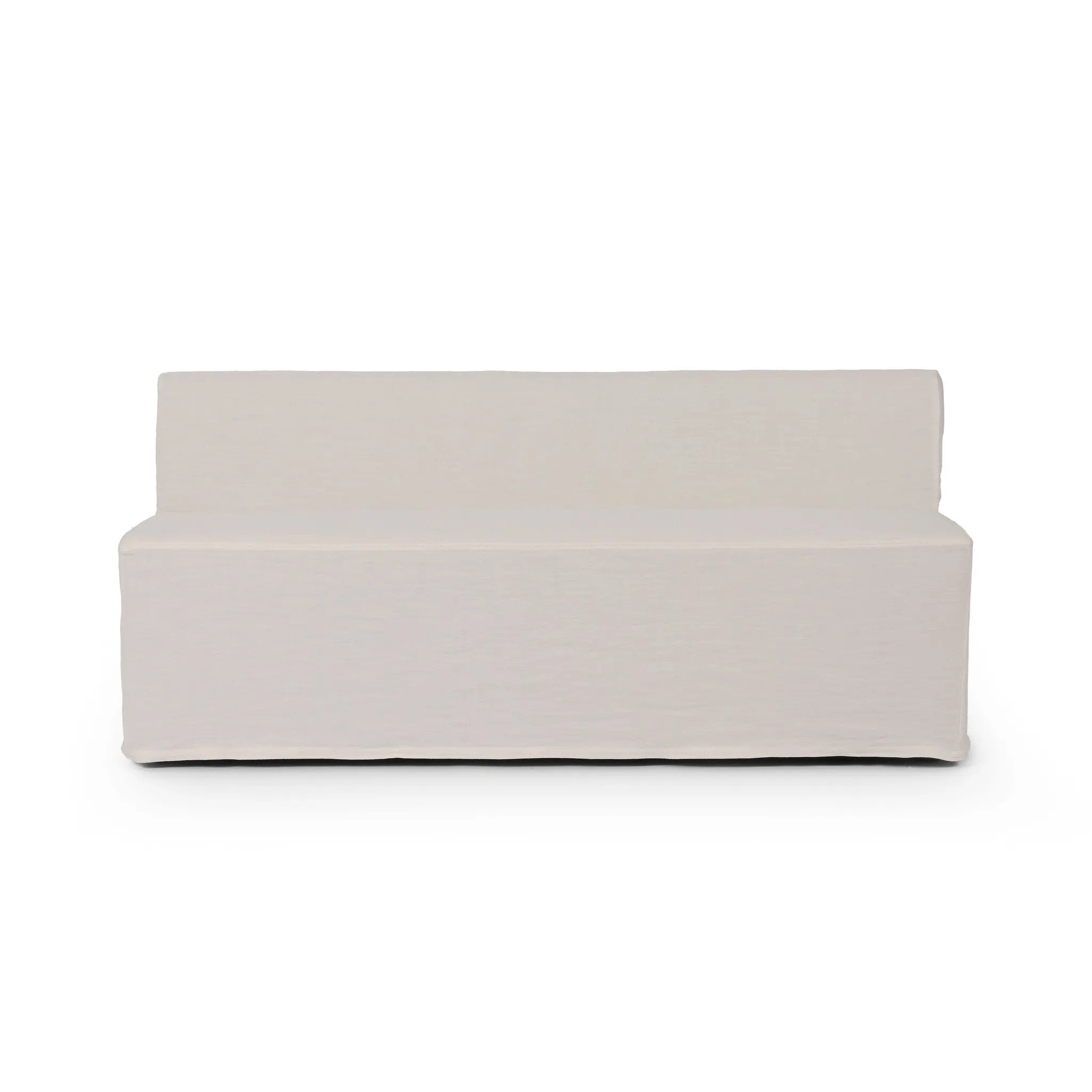 Featuring Ainsworth Broadway Snow Slipcover Dining Bench by Four Hands at Amethyst Home. A sculptural shape with clean lines and oversized dome-shaped arms. Tight construction allows a fully removable, machine-washable slipcover to drape over the entire piece. Slipcover is handmade from a natural, resilient white 100% flax/linen blend; attaches to the frame wit. Amethyst Home provides interior design, new home construction design consulting, vintage area rugs, and lighting in the Omaha metro area.