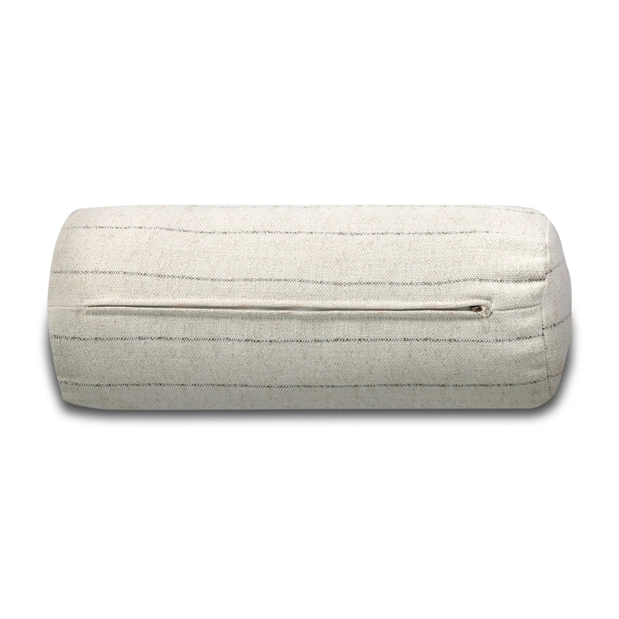 Breezy Italian linen with simple, tonal stripes add a hint of the Mediterranean to your outdoor setup. Cover or store the pillow cover inside during inclement weather and when not in use.As lovers of modern design at Amethyst, we love the warm modern inspired Aldama Outdoor Bolster Pillow - 20"x8". Amethyst Home provides interior design, new home construction design consulting, vintage area rugs, and lighting in the Park City metro area.