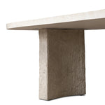 This outdoor dining table features a double pedestal silhouette that's defined by striking contrast between a smooth, refined top and heavily textured legs for a look that's straight from the quarry. It comes together with a water transfer technique on concrete that mimics natural marble. Amethyst Home provides interior design, new home construction design consulting, vintage area rugs, and lighting in the Monterey metro area.