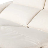 Introducing an Italian-inspired modern sectional with a suite of seating that reclines. Each seat has its very own reclining mechanism so that everyone can sit back and relax. Sectional features waterfall seating, curved arms, adjustable headrests, articulating footrests and rounded back corners. The concealed power motion adjusts comfort level. Amethyst Home provides interior design, new home construction design consulting, vintage area rugs, and lighting in the Salt Lake City metro area.