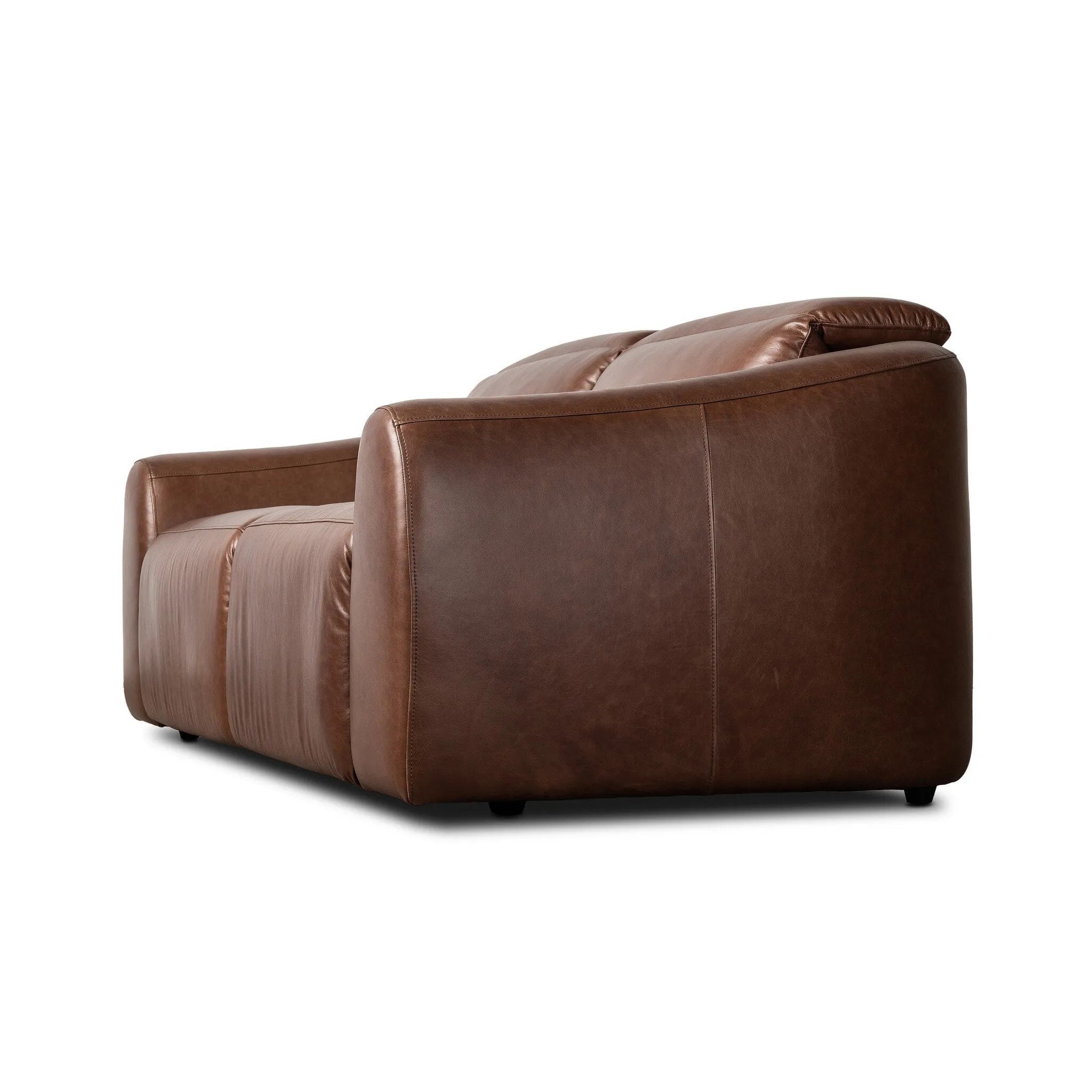 Introducing an Italian-inspired modern sectional with a suite of seating that reclines. Each seat has its very own reclining mechanism so that everyone can sit back and relax. Sectional features waterfall seating, curved arms, adjustable headrests, articulating footrests and rounded back corners. The concealed power motion adjusts comfort level. Amethyst Home provides interior design, new home construction design consulting, vintage area rugs, and lighting in the Los Angeles metro area.