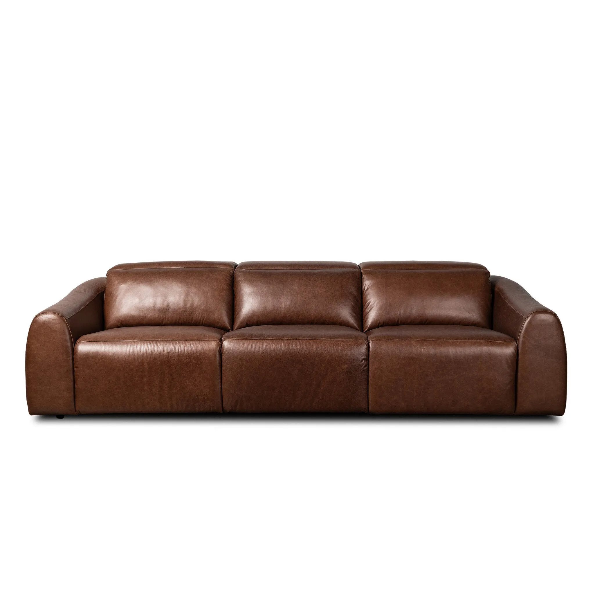Introducing an Italian-inspired modern sectional with a suite of seating that reclines. Each seat has its very own reclining mechanism so that everyone can sit back and relax. Sectional features waterfall seating, curved arms, adjustable headrests, articulating footrests and rounded back corners. The concealed power motion adjusts comfort level. Amethyst Home provides interior design, new home construction design consulting, vintage area rugs, and lighting in the Houston metro area.