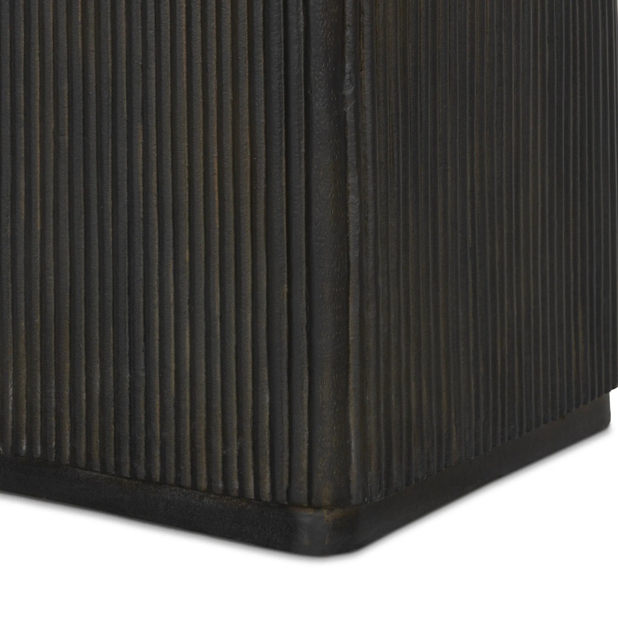 This bistro-sized outdoor table features a pedestal-style base with a reeded bronze finish, adding dimension that catches the light. Cover or store inside during inclement weather and when not in use.As enthusiasts of clean materials at Amethyst, we love the designer inspired Althea Outdoor Dining Table-38" - Textured Bronze Aluminum. Amethyst Home provides interior design, new home construction design consulting, vintage area rugs, and lighting in the Park City metro area.