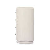 Uniquely made from ivory-painted linen, a beautifully curved drawer chest gives shape to generous storage for clothes, accessories and more Amethyst Home provides interior design, new home construction design consulting, vintage area rugs, and lighting in the Park City metro area.