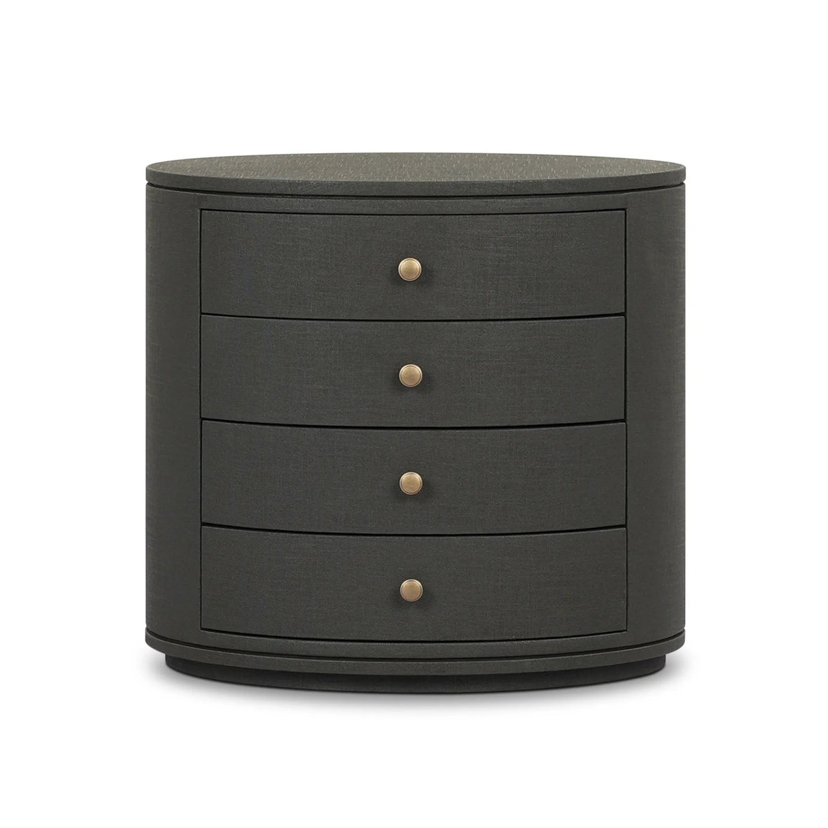 Amelia Dark Green Lacquered Linen Oval Nightstand | shipping 11/15/2025