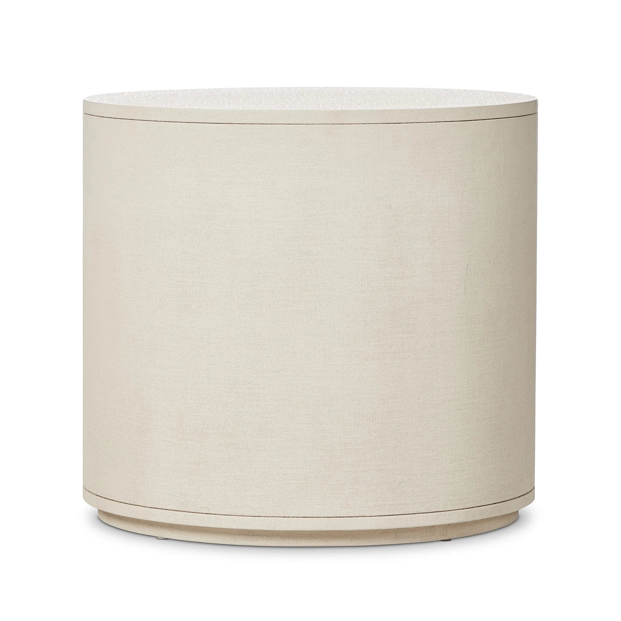 Uniquely made from ivory-painted linen, a beautifully curved nightstand shapes four drawers for generous bedside storage Amethyst Home provides interior design, new home construction design consulting, vintage area rugs, and lighting in the Omaha metro area.
