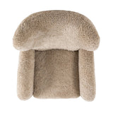 Relax into the curved arms and subtle wingback shape of this classic reading chair, featuring a reclining mechanism for ultimate comfort. Upholstered in an ethically sourced, natural beige shearling for extra comfort and texture. Crafted with S-spring suspension, a loose cushion and hidden legs beneath. Amethyst Home provides interior design, new home construction design consulting, vintage area rugs, and lighting in the Winter Garden metro area.