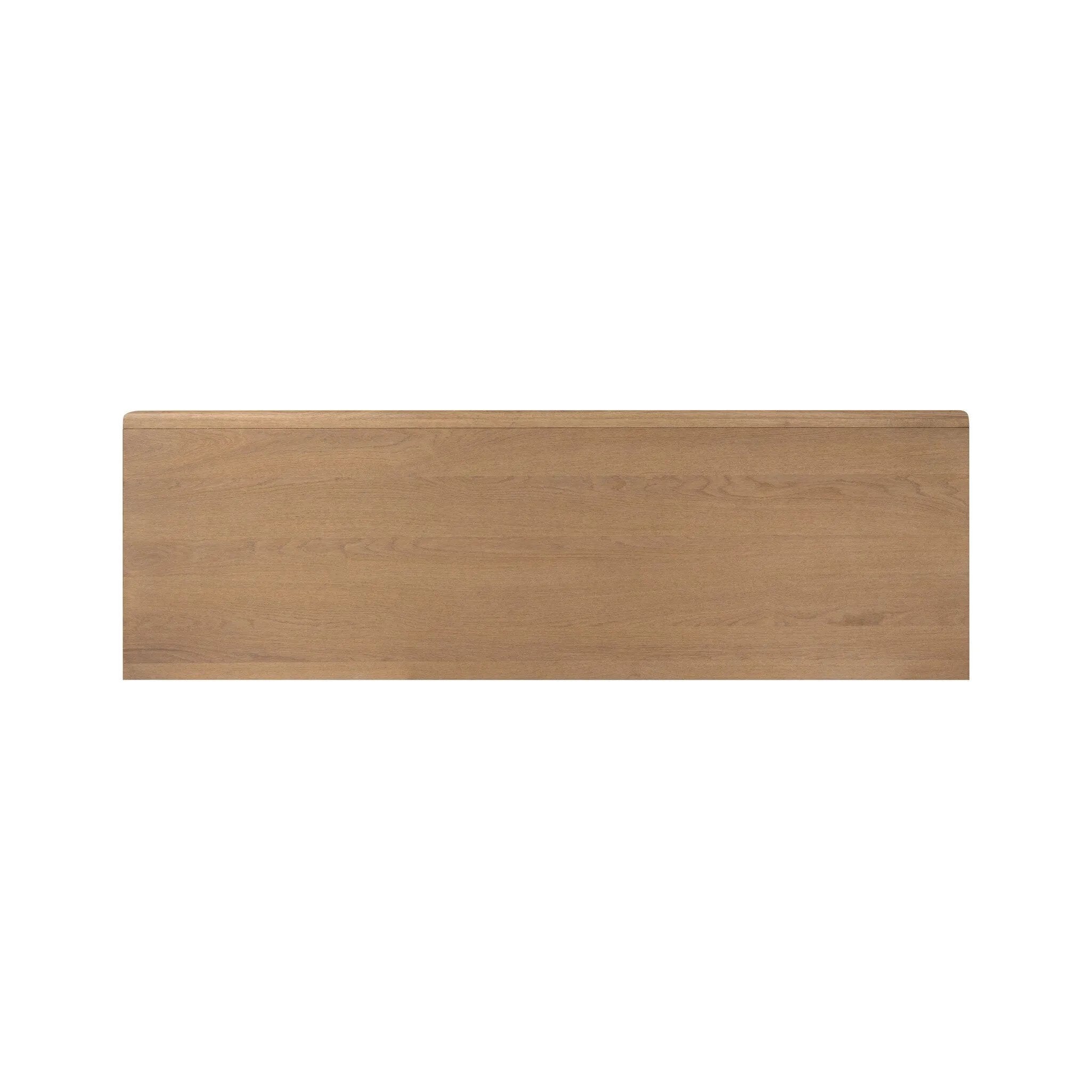 Crafted from sandy solid oak in a waterfall silhouette, this dresser adds a touch of contemporary simplicity to your bedroom. A bullnose edge and oval iron drawer pulls add variety.As lovers of natural design at Amethyst, we love the designer inspired Analisa 6 Drawer Dresser - Sandy Oak. Amethyst Home provides interior design, new home construction design consulting, vintage area rugs, and lighting in the Nashville metro area.