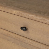 Crafted from sandy solid oak in a waterfall silhouette, this dresser adds a touch of contemporary simplicity to your bedroom. A bullnose edge and oval iron drawer pulls add variety.As lovers of natural design at Amethyst, we love the designer inspired Analisa 6 Drawer Dresser - Sandy Oak. Amethyst Home provides interior design, new home construction design consulting, vintage area rugs, and lighting in the Tampa metro area.