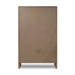 Crafted from sandy solid oak in a waterfall silhouette, this armoire adds a touch of contemporary simplicity to your bedroom. Double doors open to spacious shelving, complemented by a bottom drawer for extra storage. The piece’s bullnose edge and oval iron hardware add variety. Amethyst Home provides interior design, new home construction design consulting, vintage area rugs, and lighting in the Washington metro area.