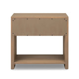 Crafted from sandy solid oak in a waterfall silhouette, this nightstand adds a touch of contemporary simplicity to the bedside. Stack your favorite books on a spacious bottom shelf. The piece’s bullnose edge and oval iron drawer pull add variety. Amethyst Home provides interior design, new home construction design consulting, vintage area rugs, and lighting in the Laguna Beach metro area.