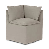 Featuring Andre Slipcovered Linen Dining Banquette Corner by Four Hands at Amethyst Home. This Andre Broadway Stone Slipcover Dining Corner Piece is the perfect solution for your dining needs. With its versatile design and comfortable sofa feature, it offers both style and functionality. Made with quality materials, it provides durability and long-lasti. Amethyst Home provides interior design, new home construction design consulting, vintage area rugs, and lighting in the Winter Garden metro area.