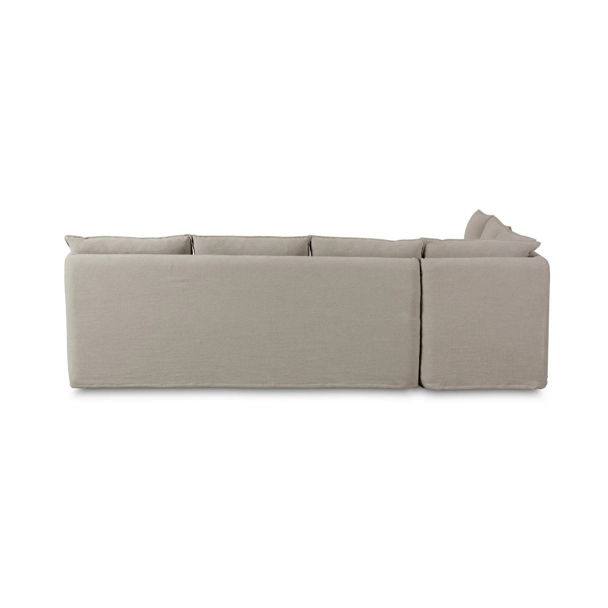 Featuring Andre Broadway Stone Slipcover Dining Banquette by Four Hands at Amethyst Home. The Andre Dining Banquette combines elegant design with comfortable seating. Its Broadway Stone slipcover adds a touch of sophistication and can easily be removed for cleaning. Perfect for hosting guests or family meals.
Overall Dimensions: 80.0" L x 104.0 " W x 33.5". Amethyst Home provides interior design, new home construction design consulting, vintage area rugs, and lighting in the Alpharetta metro area.