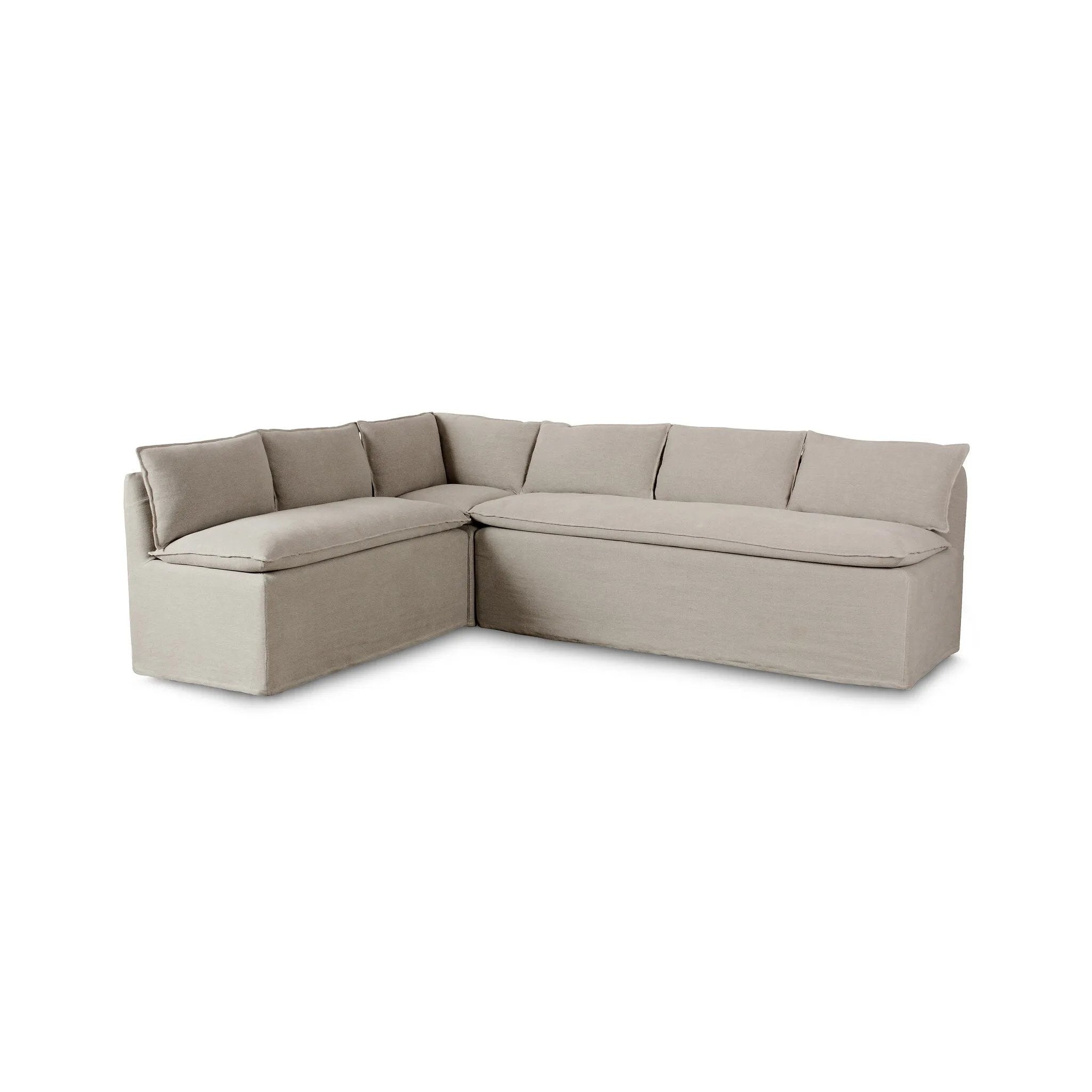 Featuring Andre Broadway Stone Slipcover Dining Banquette by Four Hands at Amethyst Home. The Andre Dining Banquette combines elegant design with comfortable seating. Its Broadway Stone slipcover adds a touch of sophistication and can easily be removed for cleaning. Perfect for hosting guests or family meals.
Overall Dimensions: 80.0" L x 104.0 " W x 33.5" H
C. Amethyst Home provides interior design, new home construction design consulting, vintage area rugs, and lighting in the Dallas metro area.