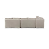 Featuring Andre Broadway Stone  Slipcover Dining Banquette by Four Hands at Amethyst Home. Expertly crafted with a sleek shape and supportive cushioning, the Andre Shape 131" - Broadway Stone sofa adds sophisticated style to any dining space. Available in L shape, this slipcover dining banquette provides maximum comfort and a modern aesthetic. 
Overall . Amethyst Home provides interior design, new home construction design consulting, vintage area rugs, and lighting in the Newport Beach metro area.