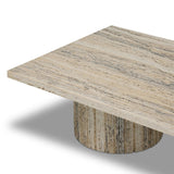 Classic — and classy. This rectangular coffee table is made from white travertine with tessellated columns, for a Greco-Roman look that elevates any living space it's styled in.As fans of natural materials at Amethyst, we love the designer inspired Angelo Coffee Table. Amethyst Home provides interior design, new home construction design consulting, vintage area rugs, and lighting in the Washington metro area.