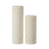Minimalist design with a soft bullnose edge detail softens a pair of cylindrical pedestals, grounded by aged white concrete that's rich in texture.As lovers of modern style at Amethyst, we love the warm modern inspired Arati Pedestal Set - Aged White Concrete. Amethyst Home provides interior design, new home construction design consulting, vintage area rugs, and lighting in the Newport Beach metro area.