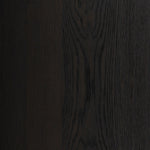 Espresso-finished oak casing pairs with two coffee-colored iron door fronts, for an intriguing material mix. With bullnose waterfall framing and offset metal hardware, this compact cabinet offers an elevated industrial look to your living space. Slighter scale perfect for smaller spaces. Amethyst Home provides interior design, new home construction design consulting, vintage area rugs, and lighting in the Seattle metro area.