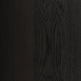 Espresso-finished oak casing pairs with two coffee-colored iron door fronts, for an intriguing material mix. With bullnose waterfall framing and offset metal hardware, this compact cabinet offers an elevated industrial look to your living space. Slighter scale perfect for smaller spaces. Amethyst Home provides interior design, new home construction design consulting, vintage area rugs, and lighting in the Seattle metro area.