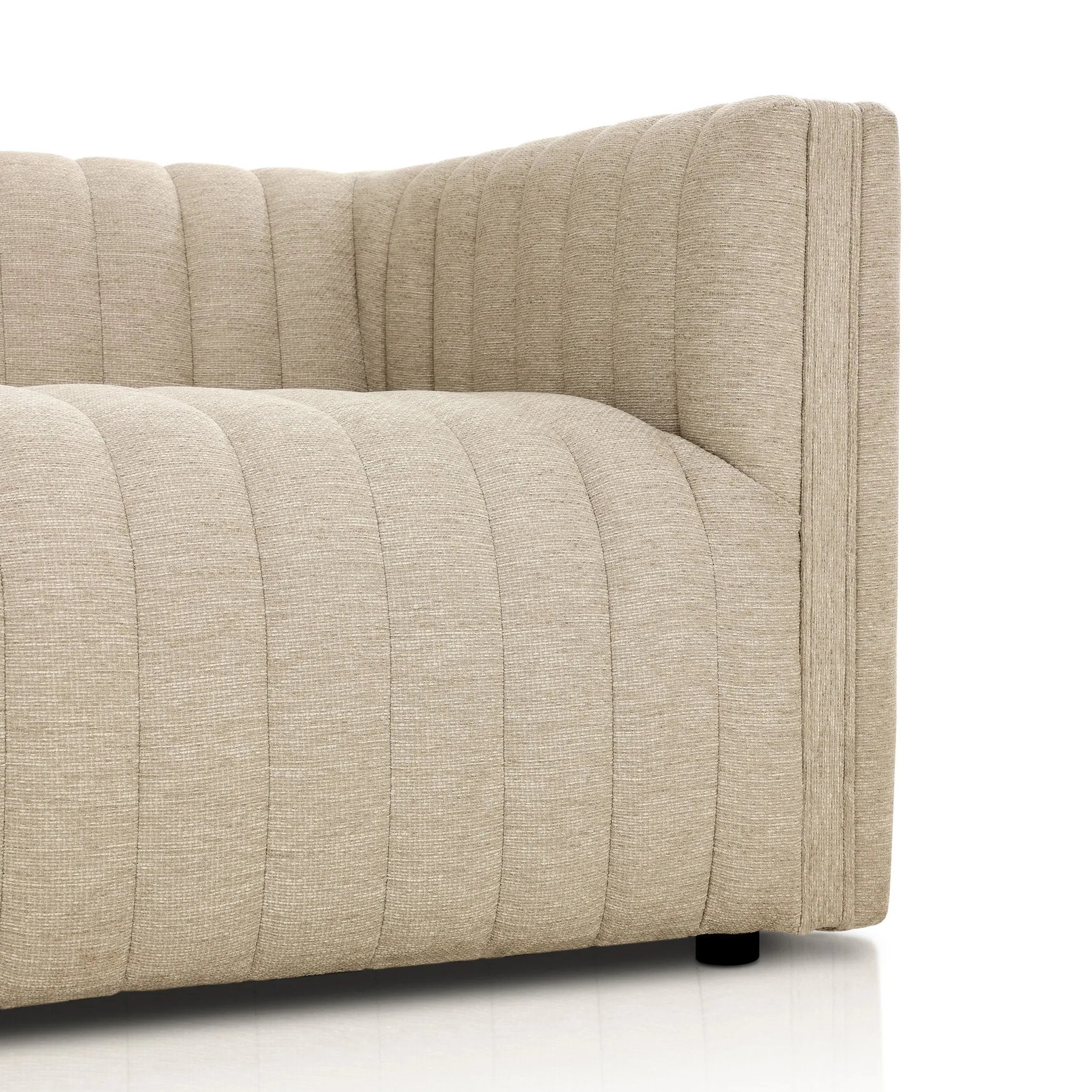 A dramatically channeled outdoor sofa with subtly textured upholstery for a clean, inviting look. Cover or store indoors during inclement weather and when not in use Amethyst Home provides interior design, new home construction design consulting, vintage area rugs, and lighting in the Boston metro area.
