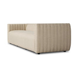A dramatically channeled outdoor sofa with subtly textured upholstery for a clean, inviting look. Cover or store indoors during inclement weather and when not in use Amethyst Home provides interior design, new home construction design consulting, vintage area rugs, and lighting in the Houston metro area.