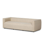 A dramatically channeled outdoor sofa with subtly textured upholstery for a clean, inviting look. Cover or store indoors during inclement weather and when not in use Amethyst Home provides interior design, new home construction design consulting, vintage area rugs, and lighting in the Kansas City metro area.
