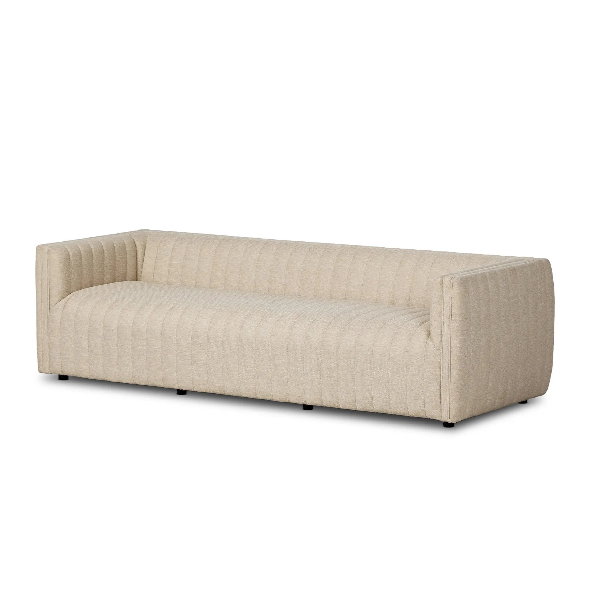 A dramatically channeled outdoor sofa with subtly textured upholstery for a clean, inviting look. Cover or store indoors during inclement weather and when not in use Amethyst Home provides interior design, new home construction design consulting, vintage area rugs, and lighting in the Kansas City metro area.