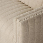 A dramatically channeled outdoor sofa with subtly textured upholstery for a clean, inviting look. Cover or store indoors during inclement weather and when not in use Amethyst Home provides interior design, new home construction design consulting, vintage area rugs, and lighting in the Newport Beach metro area.