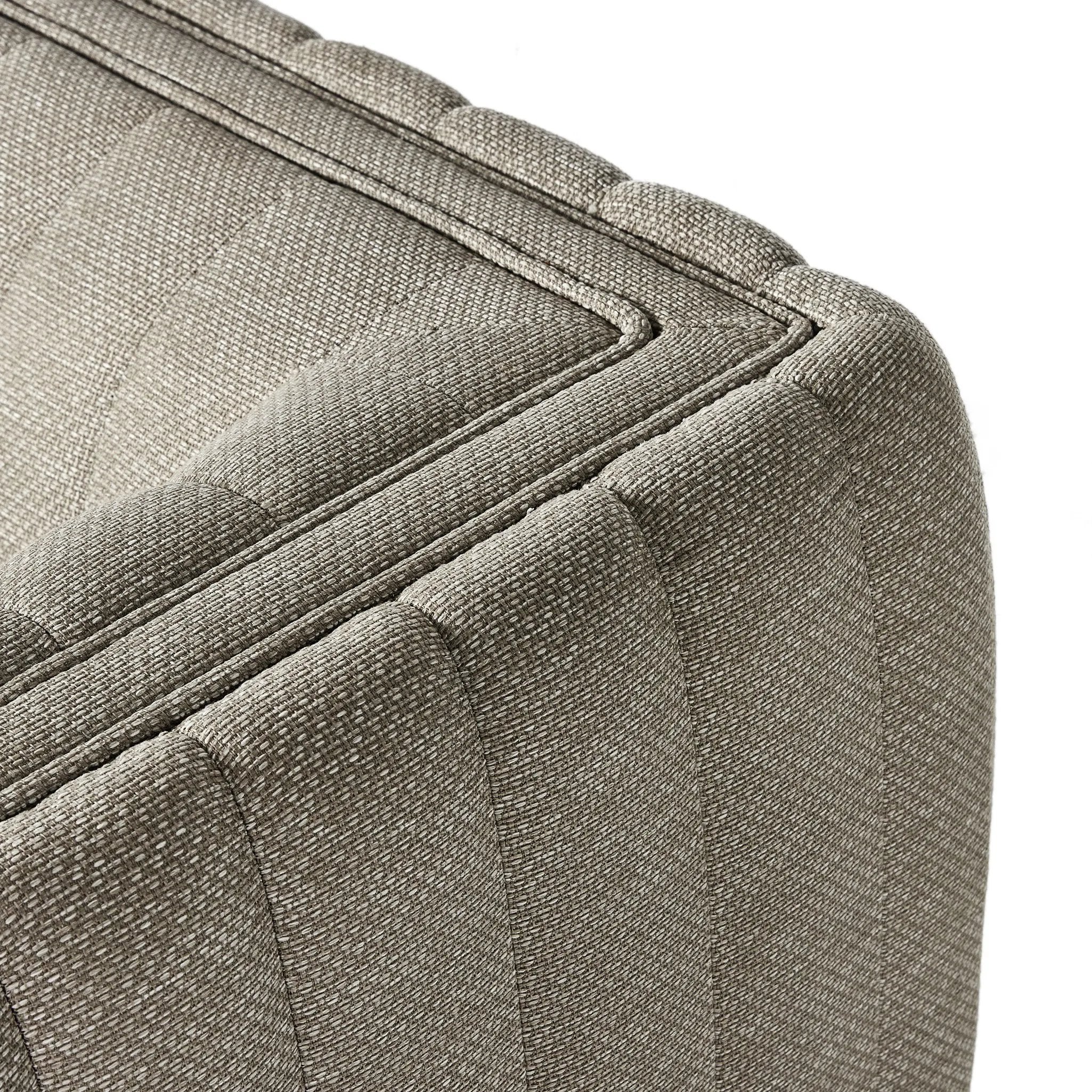 Featuring Augustine Casa Grey Outdoor Sofa-97" by Four Hands at Amethyst Home. A dramatically channeled outdoor sofa with subtly textured upholstery for a clean, inviting look. Cover or store indoors during inclement weather and when not in use.Overall Dimensions: 95.75"w x 35.50"d x 26.75"hWeight : 108.25 lbsMaterials: 100% Olefin, Aluminum, 91% Polyuretha. Amethyst Home provides interior design, new home construction design consulting, vintage area rugs, and lighting in the Calabasas metro area.