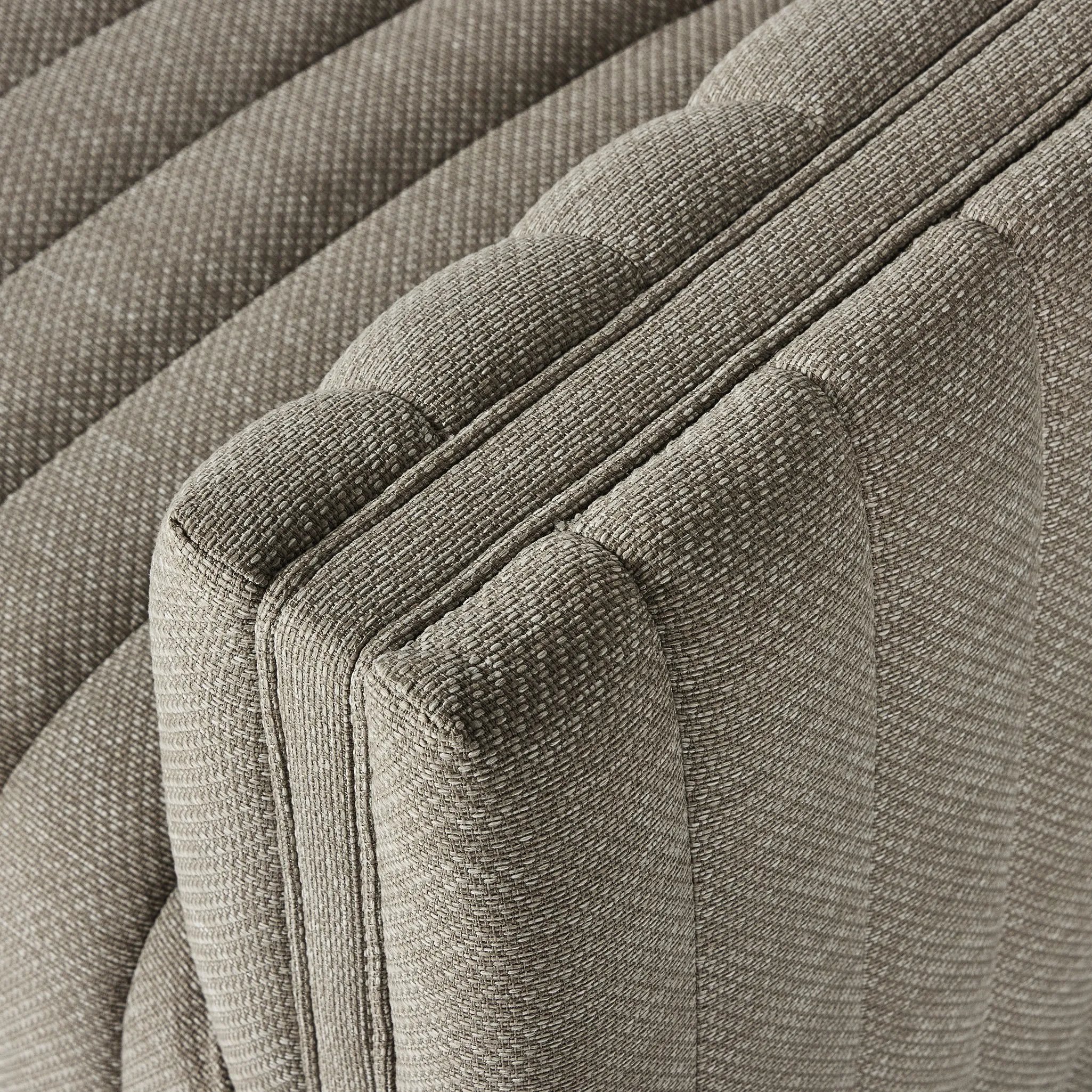 Featuring Augustine Casa Grey Outdoor Sofa-97" by Four Hands at Amethyst Home. A dramatically channeled outdoor sofa with subtly textured upholstery for a clean, inviting look. Cover or store indoors during inclement weather and when not in use.Overall Dimensions: 95.75"w x 35.50"d x 26.75"hWeight : 108.25 lbsMaterials: 100% Olefin, Aluminum, 91% Polyureth. Amethyst Home provides interior design, new home construction design consulting, vintage area rugs, and lighting in the Des Moines metro area.