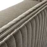 Featuring Augustine Casa Grey Outdoor Sofa-97" by Four Hands at Amethyst Home. A dramatically channeled outdoor sofa with subtly textured upholstery for a clean, inviting look. Cover or store indoors during inclement weather and when not in use.Overall Dimensions: 95.75"w x 35.50"d x 26.75"hWeight : 108.25 lbsMaterials: 100% Olefin, Aluminum, 91% Polyurethane. Amethyst Home provides interior design, new home construction design consulting, vintage area rugs, and lighting in the Houston metro area.