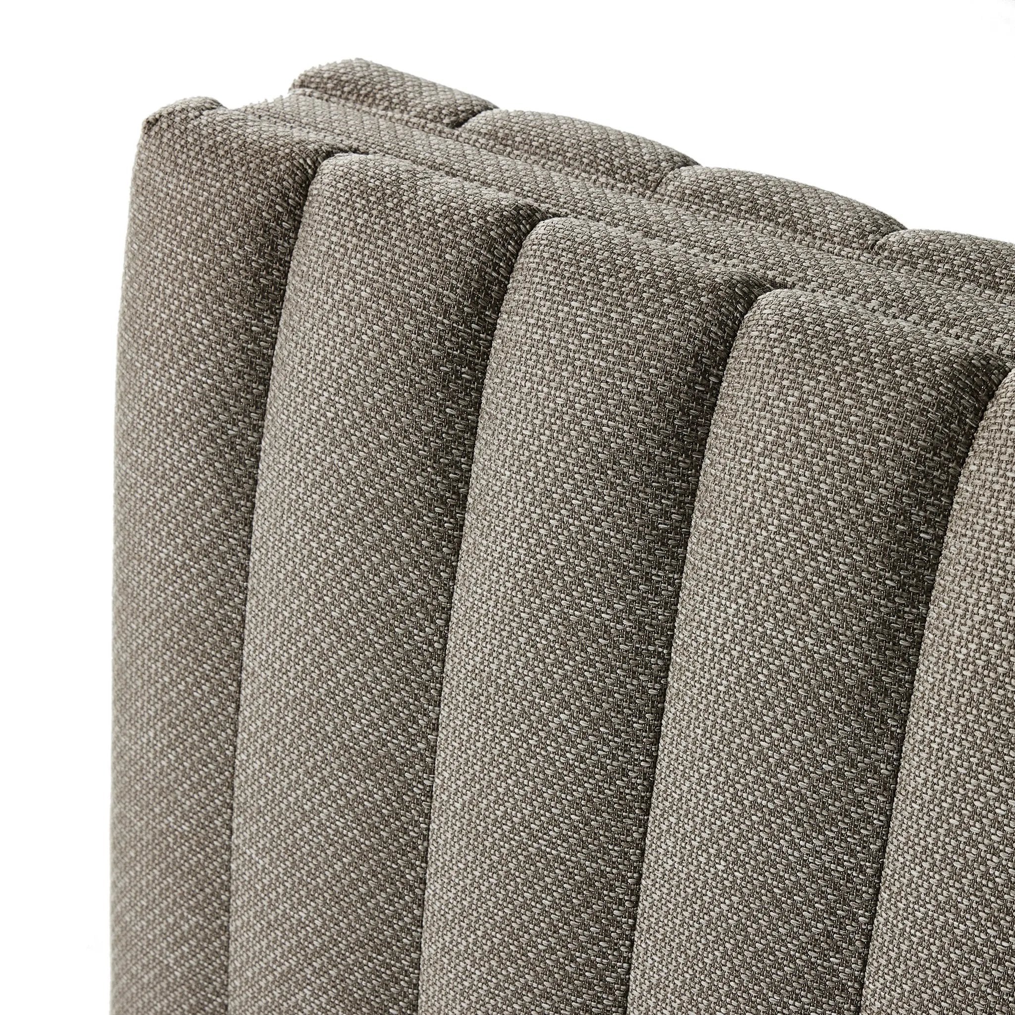 Featuring Augustine Casa Grey Outdoor Sofa-97" by Four Hands at Amethyst Home. A dramatically channeled outdoor sofa with subtly textured upholstery for a clean, inviting look. Cover or store indoors during inclement weather and when not in use.Overall Dimensions: 95.75"w x 35.50"d x 26.75"hWeight : 108.25 lbsMaterials: 100% Olefin, Aluminum, 91% Polyurethane F. Amethyst Home provides interior design, new home construction design consulting, vintage area rugs, and lighting in the Miami metro area.