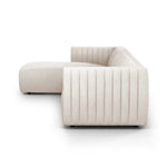 Featuring Augustine Dover Crescent 2-Piece Sectional by Four Hands at Amethyst Home. A dramatically channeled sofa with white linen-blend upholstery offers a crisp, clean look and sumptuous sit. Two-piece sectional with right arm-facing chaise, sized for larger spaces.Left ChaiseOverall Dimensions: 126.00"w x 64.00"d x 26.50"hWeight: 189.59 lbsRight ChaiseO. Amethyst Home provides interior design, new home construction design consulting, vintage area rugs, and lighting in the Charlotte metro area.