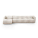 Featuring Augustine Dover Crescent 2-Piece Sectional by Four Hands at Amethyst Home. A dramatically channeled sofa with white linen-blend upholstery offers a crisp, clean look and sumptuous sit. Two-piece sectional with right arm-facing chaise, sized for larger spaces.Left ChaiseOverall Dimensions: 126.00"w x 64.00"d x 26.50"hWeight: 189.59 lbsRight ChaiseOver. Amethyst Home provides interior design, new home construction design consulting, vintage area rugs, and lighting in the Dallas metro area.