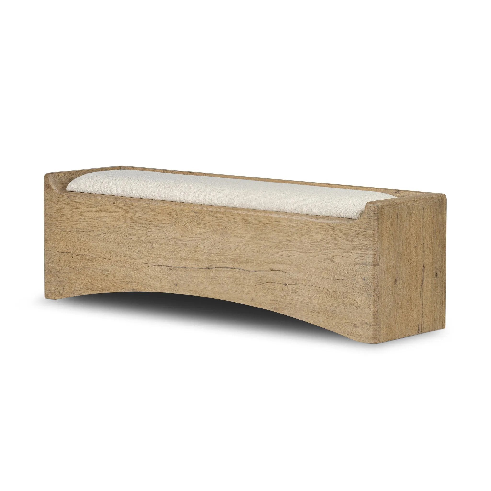 Create extra storage space wherever it's needed. This oak storage bench doubles as seating with its removable cushion upholstered in a neutral performance fabric. A scooped base lightens the look. Performance fabrics are specially created to withstand spills, stains, high traffic and wear, ensuring long-term comfort and unmatched durability Amethyst Home provides interior design, new home construction design consulting, vintage area rugs, and lighting in the Austin metro area.