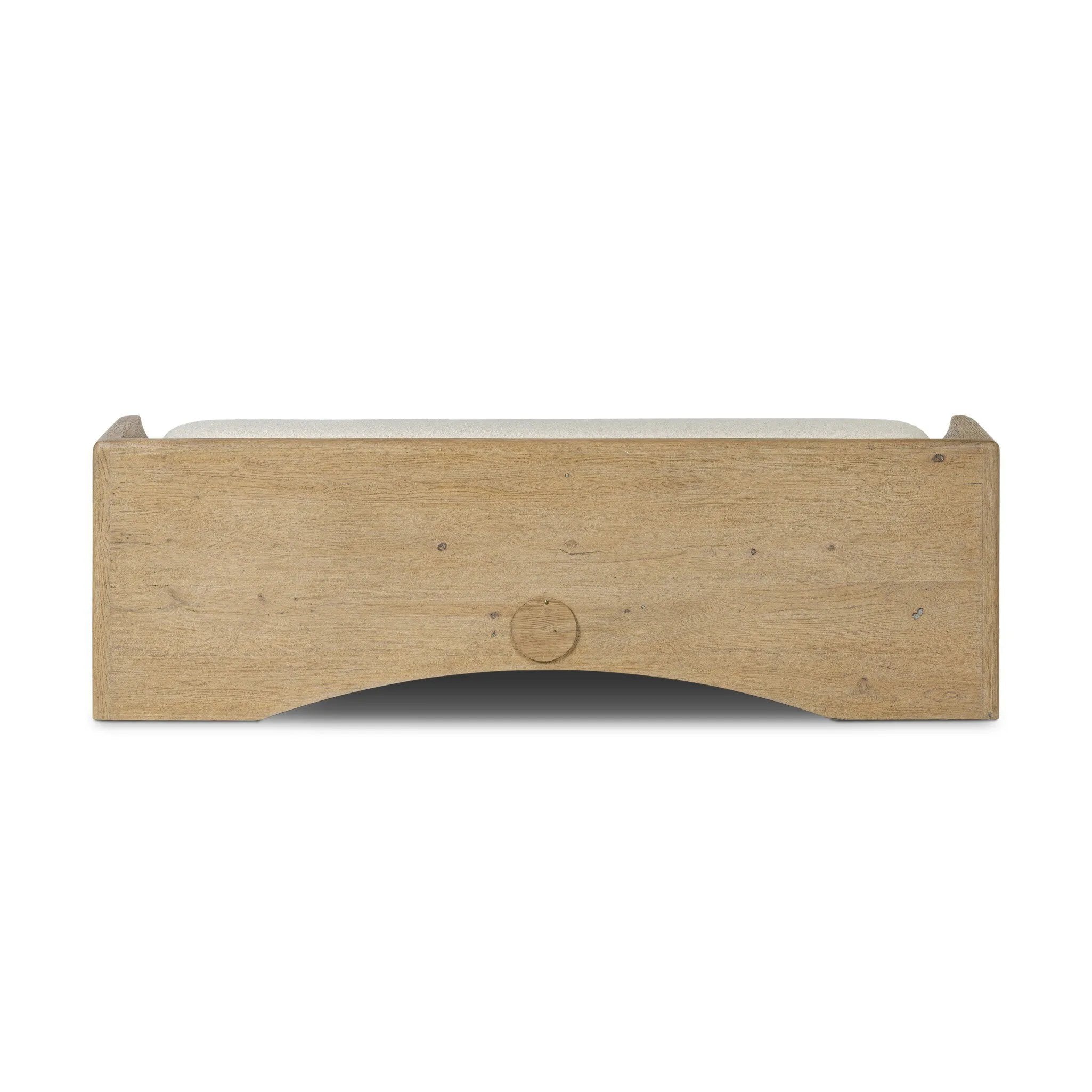 Create extra storage space wherever it's needed. This oak storage bench doubles as seating with its removable cushion upholstered in a neutral performance fabric. A scooped base lightens the look. Performance fabrics are specially created to withstand spills, stains, high traffic and wear, ensuring long-term comfort and unmatched durability Amethyst Home provides interior design, new home construction design consulting, vintage area rugs, and lighting in the Monterey metro area.