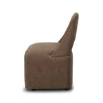 An armless dining chair fully upholstered in an inviting neutral coffee color, with a beautifully curved silhouette and arch-style cutout where the seat meets the back, creating a lightened sense of softness.As enthusiasts of modern design at Amethyst, we love the designer inspired Barclay Dining Chair - Laughlin Cafe. Amethyst Home provides interior design, new home construction design consulting, vintage area rugs, and lighting in the Kansas City metro area.