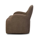 A 360 swivel chair fully upholstered in an inviting neutral coffee color, with a beautifully curved silhouette and arch-style cutout where the seat meets the back, creating a lightened sense of softness.As lovers of clean style at Amethyst, we love the nature inspired Barclay Swivel Chair - Laughlin Cafe. Amethyst Home provides interior design, new home construction design consulting, vintage area rugs, and lighting in the San Diego metro area.