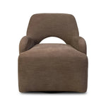 A 360 swivel chair fully upholstered in an inviting neutral coffee color, with a beautifully curved silhouette and arch-style cutout where the seat meets the back, creating a lightened sense of softness.As lovers of clean style at Amethyst, we love the nature inspired Barclay Swivel Chair - Laughlin Cafe. Amethyst Home provides interior design, new home construction design consulting, vintage area rugs, and lighting in the Tampa metro area.