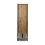 A classically constructed cabinet meets a clever storage solution. Two sets of large, flat-paneled doors conceal spacious shelves. Subtle hardware accents weathered oak. A design collaboration by Amber Lewis and Four Hands. This item has limited online distribution and may not be sold on websites without prior approval. Amethyst Home provides interior design, new home construction design consulting, vintage area rugs, and lighting in the Seattle metro area.