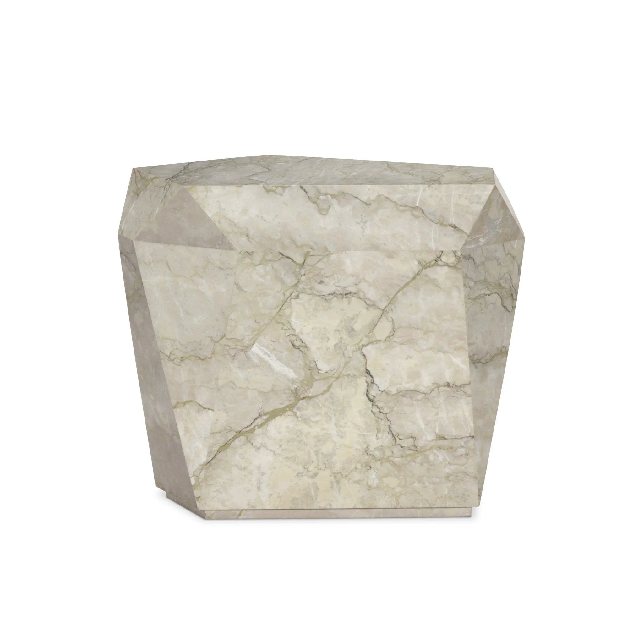 Finished in a unique sage green, a modern-minded end table of solid marble makes quite the statement in any space. Faceted for an extra angular look.As enthusiasts of luxe aesthetics at Amethyst, we love the warm modern inspired Basett End Table - Sage Green Marble. Amethyst Home provides interior design, new home construction design consulting, vintage area rugs, and lighting in the Seattle metro area.