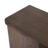 This unique, texture-driven piece offers an updated take on classic crocodile. Made from weathered solid mango, with embossed walnut door fronts. A subtly softened profile balances chunky legs, with bullnose details completing the look. Amethyst Home provides interior design, new home construction design consulting, vintage area rugs, and lighting in the Charlotte metro area.
