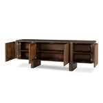 This unique, texture-driven piece offers an updated take on classic crocodile. Made from weathered solid mango, with embossed walnut door fronts. A subtly softened profile balances chunky legs, with bullnose details completing the look. Amethyst Home provides interior design, new home construction design consulting, vintage area rugs, and lighting in the Laguna Beach metro area.