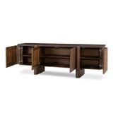 This unique, texture-driven piece offers an updated take on classic crocodile. Made from weathered solid mango, with embossed walnut door fronts. A subtly softened profile balances chunky legs, with bullnose details completing the look. Amethyst Home provides interior design, new home construction design consulting, vintage area rugs, and lighting in the Laguna Beach metro area.